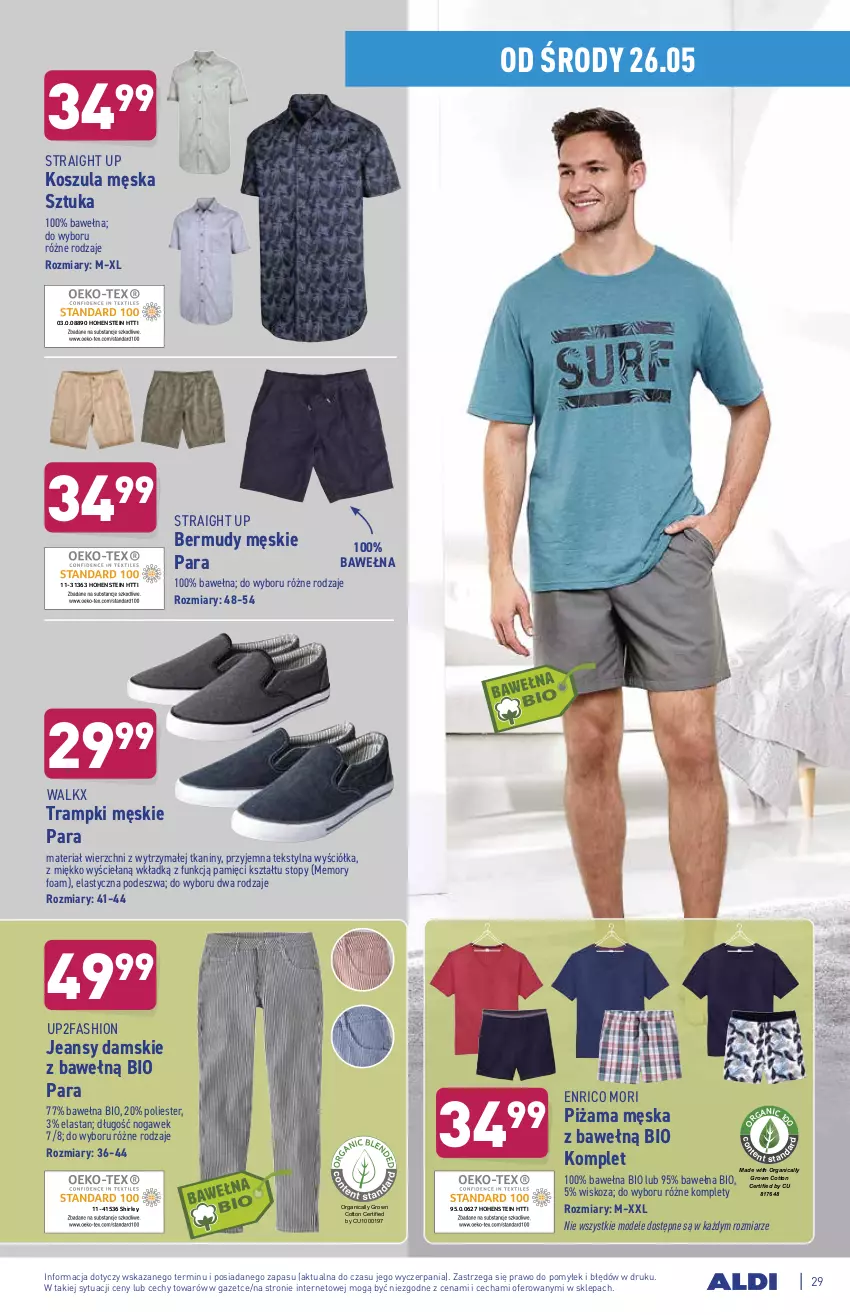 Gazetka promocyjna Aldi - ważna 24.05 do 29.05.2021 - strona 29 - produkty: Bermudy, Fa, Kosz, Koszula, Piżama, Top, Trampki, Wełna