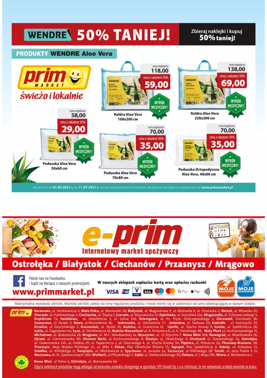 Gazetka promocyjna Prim Market - Gazetka - ważna 04.06 do 09.06.2021 - strona 16 - produkty: Aloe vera, Fa, Klej, Kołdra, Poduszka, Sok, Top