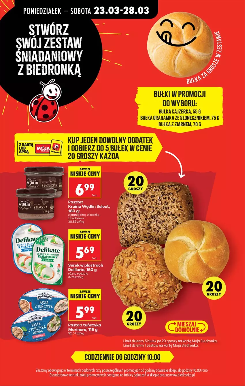 Gazetka promocyjna Biedronka - Od Poniedziałku - ważna 23.03 do 29.03.2026 - strona 100 - produkty: Bułka, Bułka grahamka, Gra, Kajzerka, Królik, Pasztet, Ser, Serek, Tuńczyk