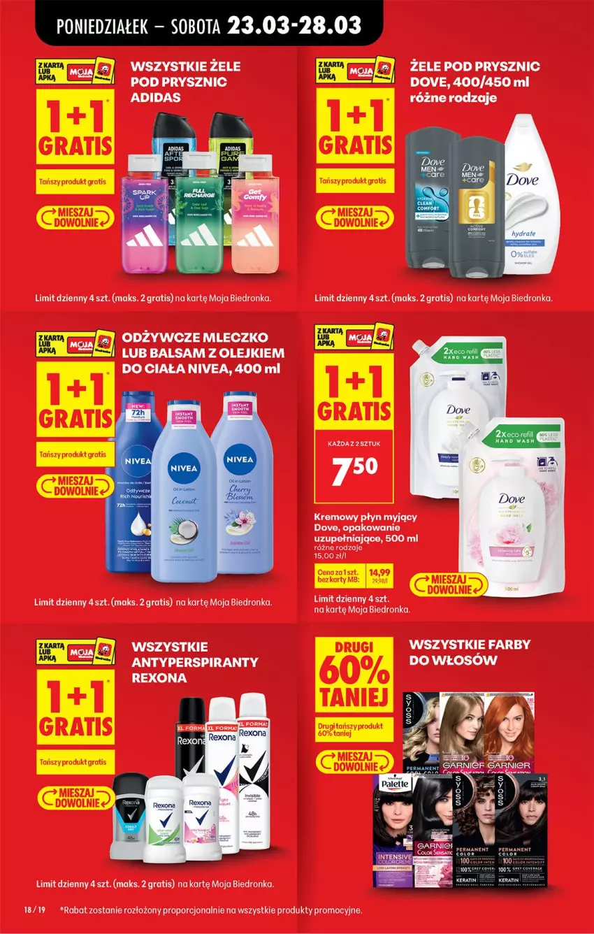 Gazetka promocyjna Biedronka - Od Poniedziałku - ważna 23.03 do 29.03.2026 - strona 28 - produkty: Antyperspirant, Dove, Gra, Mleczko, Nivea, Olej, Por, Rexona