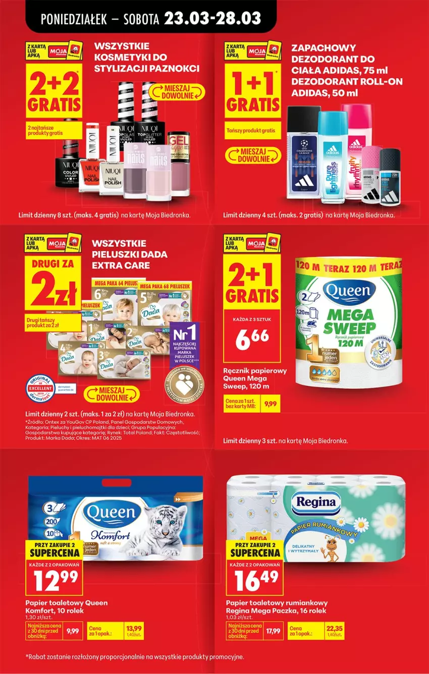 Gazetka promocyjna Biedronka - Od Poniedziałku - ważna 23.03 do 29.03.2026 - strona 29 - produkty: Adidas, Dezodorant, Dzieci, Fa, Gin, Gra, Majtki, Mus, Papier, Papier toaletowy, Pieluchomajtki, Pieluchy, Por, Ręcznik, Rum