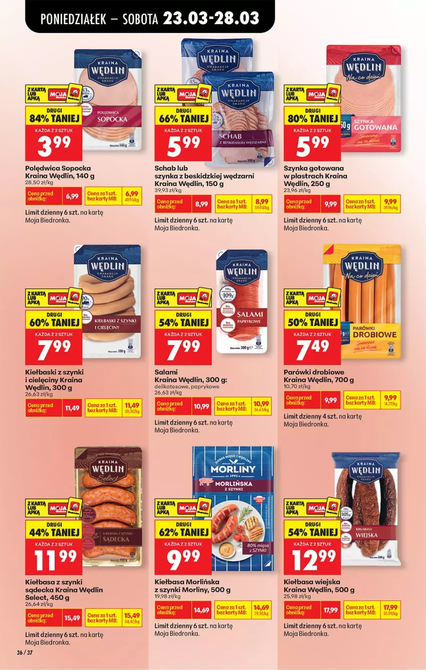 Gazetka promocyjna Biedronka - Od Poniedziałku - ważna 23.03 do 29.03.2026 - strona 50 - produkty: Beskidzki, Kiełbasa, Kiełbasa wiejska, Morliny, Parówki, Polędwica, Salami, Szynka