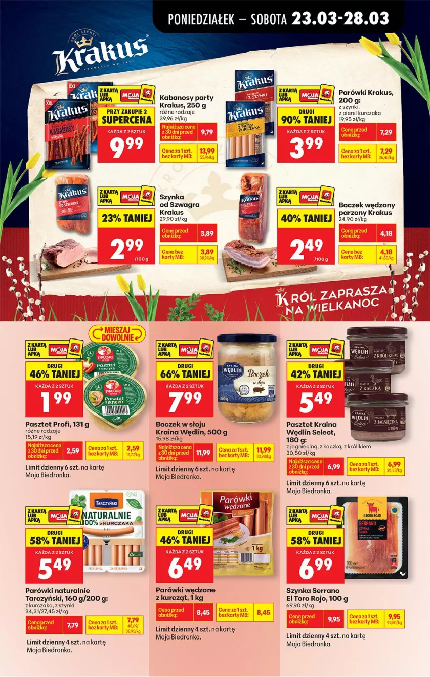 Gazetka promocyjna Biedronka - Od Poniedziałku - ważna 23.03 do 29.03.2026 - strona 51 - produkty: Boczek, Gra, Kabanos, Krakus, Królik, Kurczak, Parówki, Pasztet, Ser, Szynka, Tarczyński