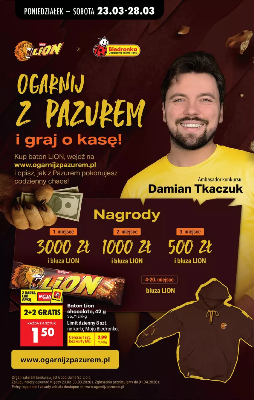 Gazetka promocyjna Biedronka - Od Poniedziałku - ważna 23.03 do 29.03.2026 - strona 68 - produkty: Baton, Bluza, Gra, Lion