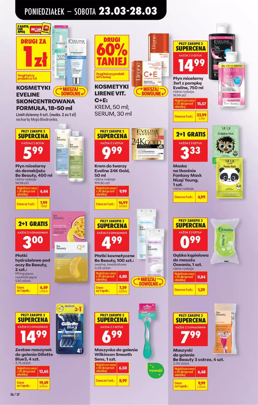 Gazetka promocyjna Biedronka - Od Poniedziałku - ważna 23.03 do 29.03.2026 - strona 80 - produkty: Be Be, Eveline, Fa, Fanta, Gillette, Gra, Krem do twarzy, Lirene, Makijaż, Maska, Maszynka, Maszynka do golenia, Niuqi, Płyn micelarny, Rum, Ser, Serum, Szynka