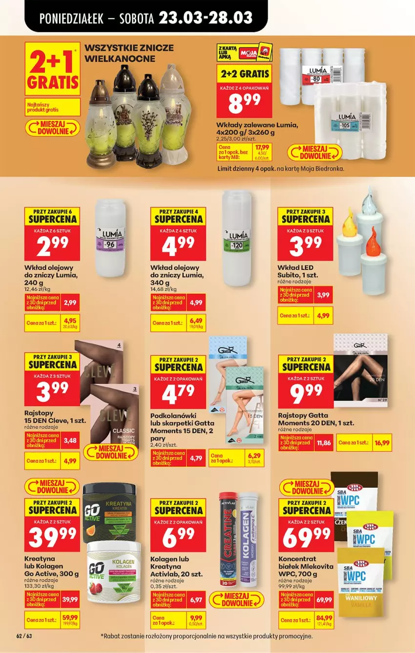Gazetka promocyjna Biedronka - Od Poniedziałku - ważna 23.03 do 29.03.2026 - strona 88 - produkty: Astor, Gatta, Gra, Karp, Kolagen, Mleko, Mlekovita, Moments, Olej, Por, Rajstopy, Skarpetki, Top, Wkład olejowy, Znicz