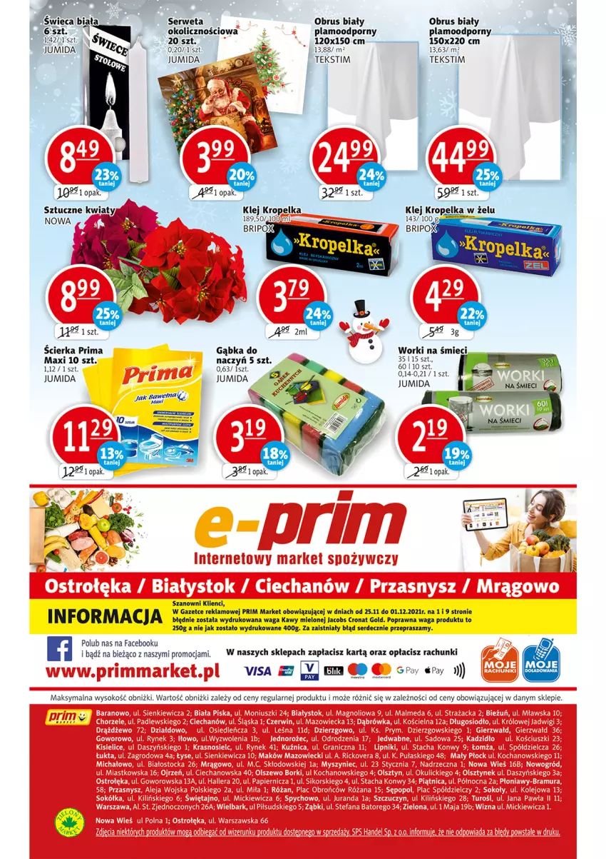 Gazetka promocyjna Prim Market - Gazetka - ważna 09.12 do 15.12.2021 - strona 16 - produkty: Fa, Jacobs, Klej, Obrus, Por, Prima, Ser, Waga, Worki na śmiec, Worki na śmieci