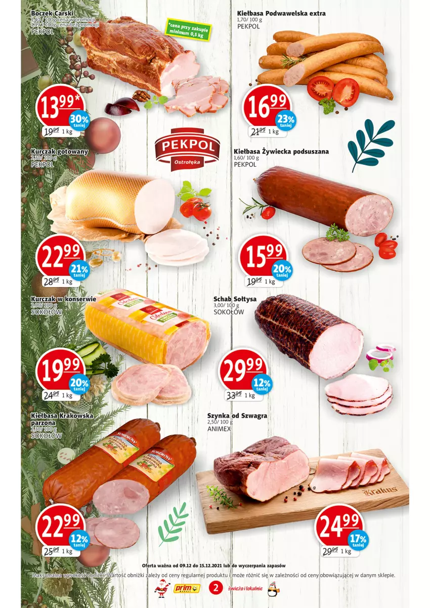 Gazetka promocyjna Prim Market - Gazetka - ważna 09.12 do 15.12.2021 - strona 2 - produkty: Gra, Kiełbasa, Kiełbasa podwawelska, Pekpol, Sok, Szynka, Wawel