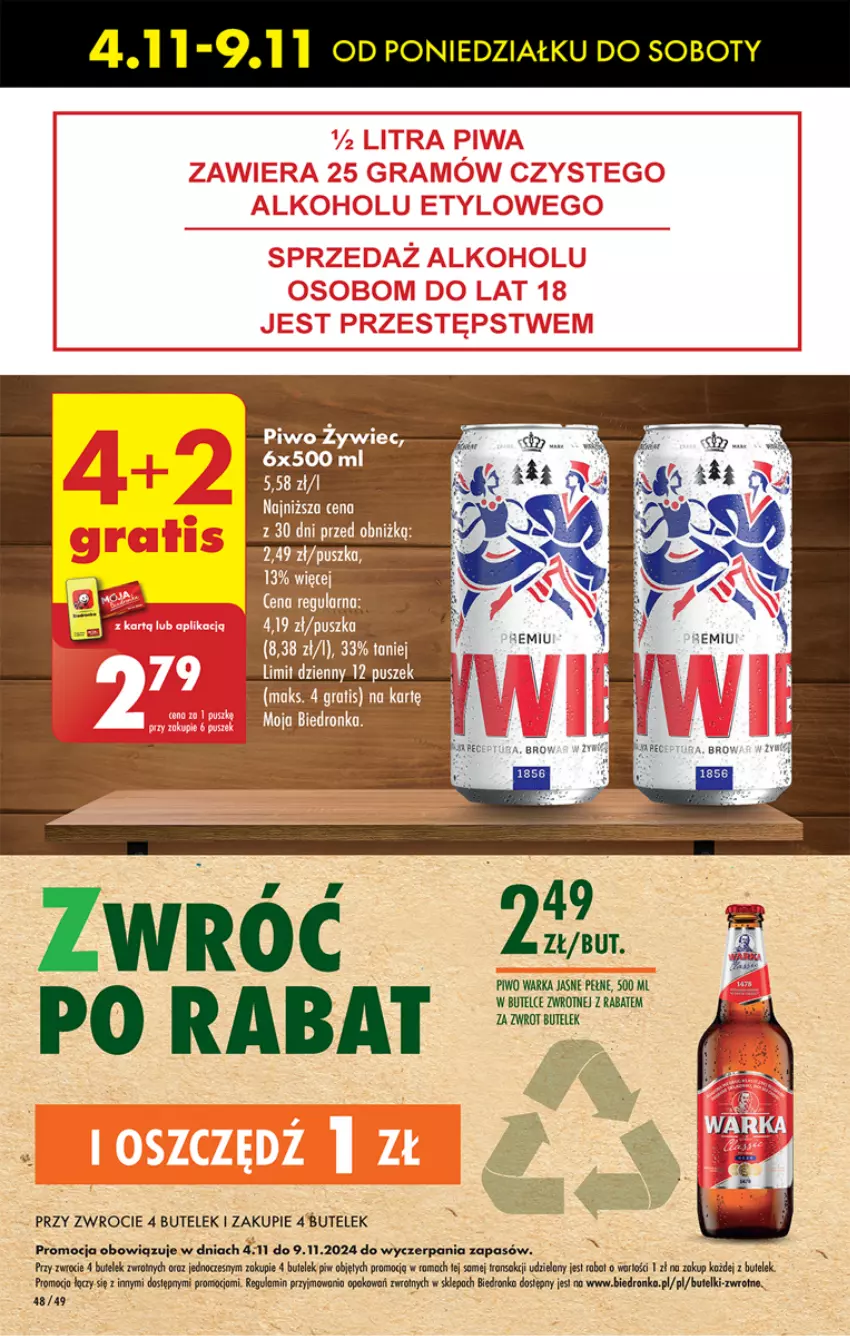 Gazetka promocyjna Biedronka - Od Czwartku - ważna 07.11 do 13.11.2024 - strona 54 - produkty: Piwo, Tran, Warka