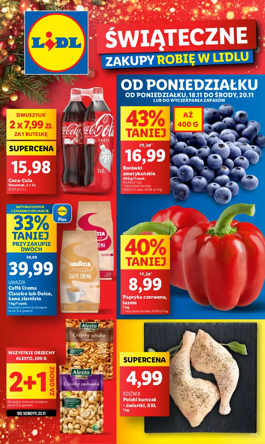 Gazetka promocyjna Lidl - GAZETKA - ważna 18.11 do 20.11.2024 - strona 1 - produkty: Coca-Cola, Kawa, Kawa ziarnista, Kurczak, Lavazza, Papryka, Papryka czerwona