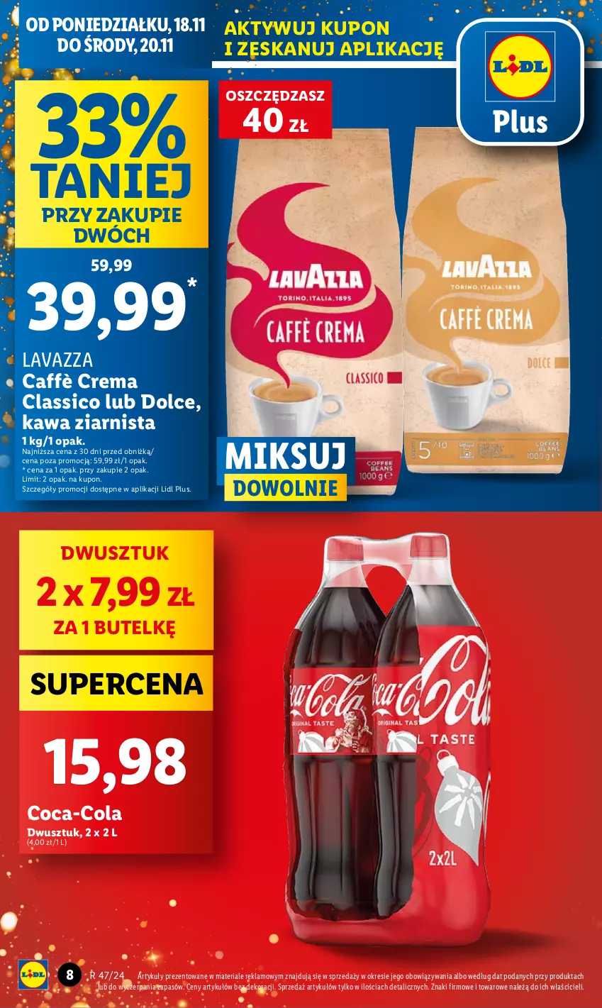 Gazetka promocyjna Lidl - GAZETKA - ważna 18.11 do 20.11.2024 - strona 10 - produkty: Coca-Cola, Kawa, Kawa ziarnista, Lavazza