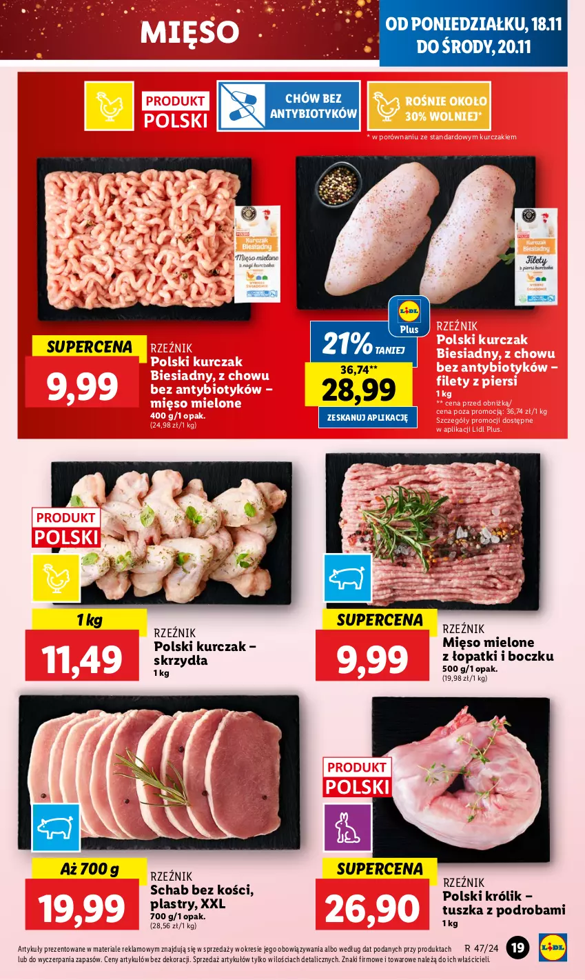 Gazetka promocyjna Lidl - GAZETKA - ważna 18.11 do 20.11.2024 - strona 23 - produkty: Królik, Kurczak, Mięso, Mięso mielone, Por, Schab bez kości, Tusz