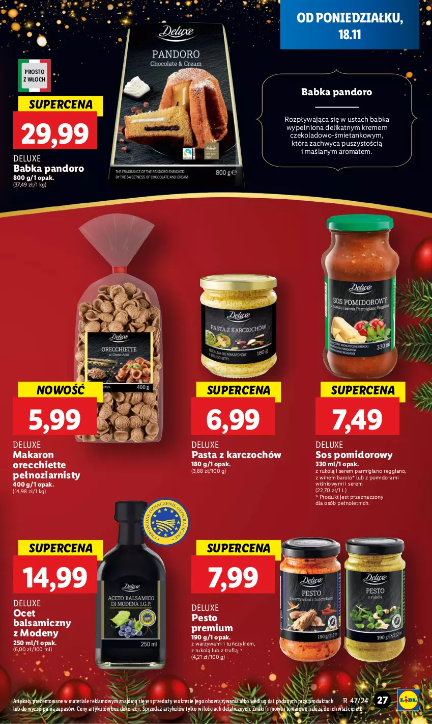 Gazetka promocyjna Lidl - GAZETKA - ważna 18.11 do 20.11.2024 - strona 31 - produkty: Babka, LG, Makaron, Ocet, Ocet balsamiczny, Pesto, Por, Ser, Sos, Sos pomidorowy, Tuńczyk, Warzywa