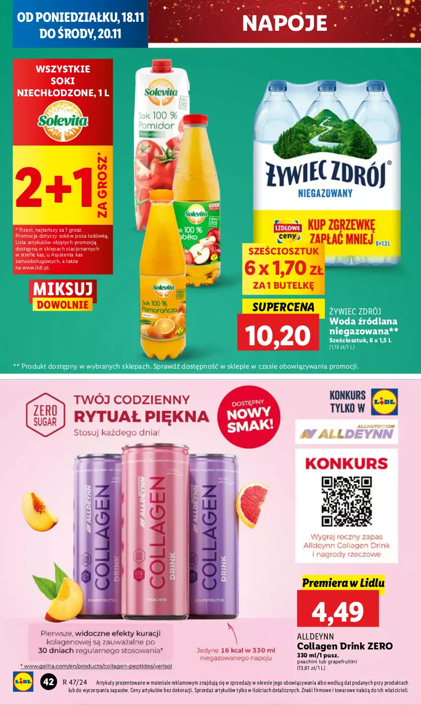 Gazetka promocyjna Lidl - GAZETKA - ważna 18.11 do 20.11.2024 - strona 48 - produkty: Gra, LANA, Napoje, Sok, Woda