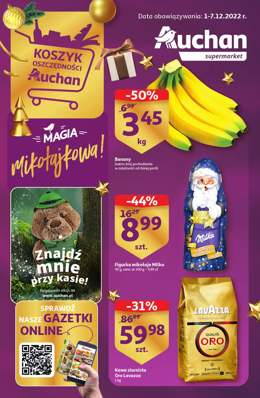 Gazetka promocyjna Auchan - Gazetka Magia Mikołajkowa Auchan Supermarket - ważna 01.12 do 07.12.2022 - strona 1 - produkty: Milka