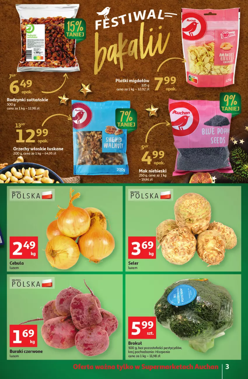 Gazetka promocyjna Auchan - Gazetka Magia Mikołajkowa Auchan Supermarket - ważna 01.12 do 07.12.2022 - strona 3 - produkty: LG, Orzechy włoskie, Rodzynki