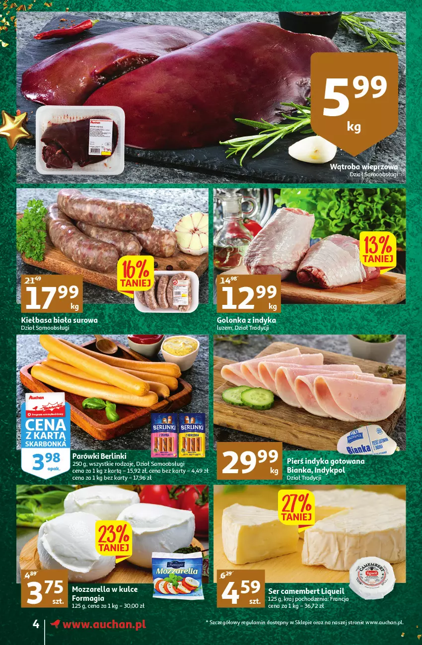 Gazetka promocyjna Auchan - Gazetka Magia Mikołajkowa Auchan Supermarket - ważna 01.12 do 07.12.2022 - strona 4 - produkty: Bianka, Fa, Mozzarella, Parówki