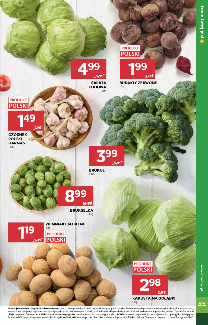 Gazetka promocyjna Stokrotka - Supermarket - ważna 22.10 do 28.10.2026 - strona 14 - produkty: Brukselka, Buraki, Czosnek, Harnaś, Mięso, Optima, Owoce, Sałat, Sałata lodowa, Warzywa, Ziemniaki