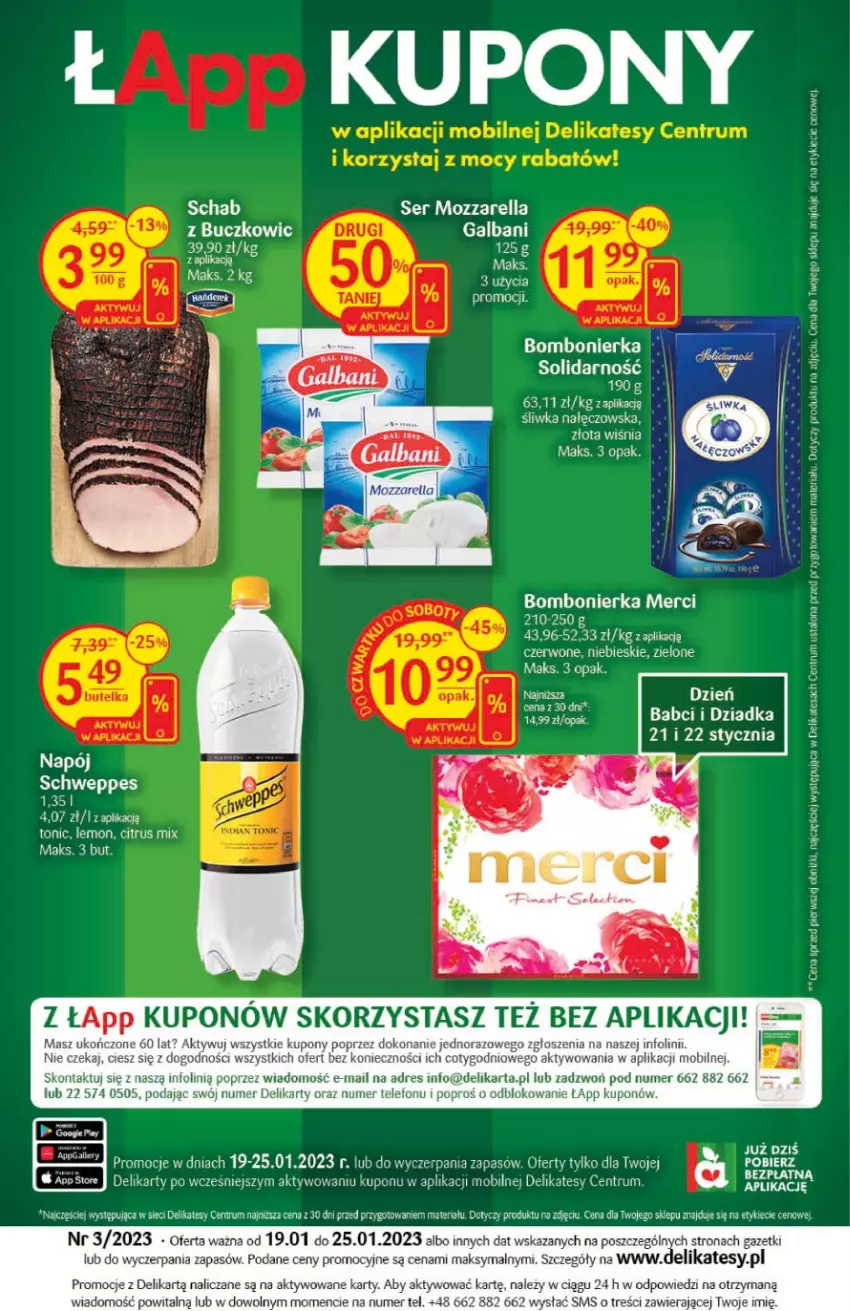 Gazetka promocyjna Delikatesy Centrum - Gazetka DC03 - ważna 19.01 do 25.01.2023 - strona 32 - produkty: Dres, Galbani, Merci, Mobil, Mozzarella, Rum, Schweppes, Ser, Telefon