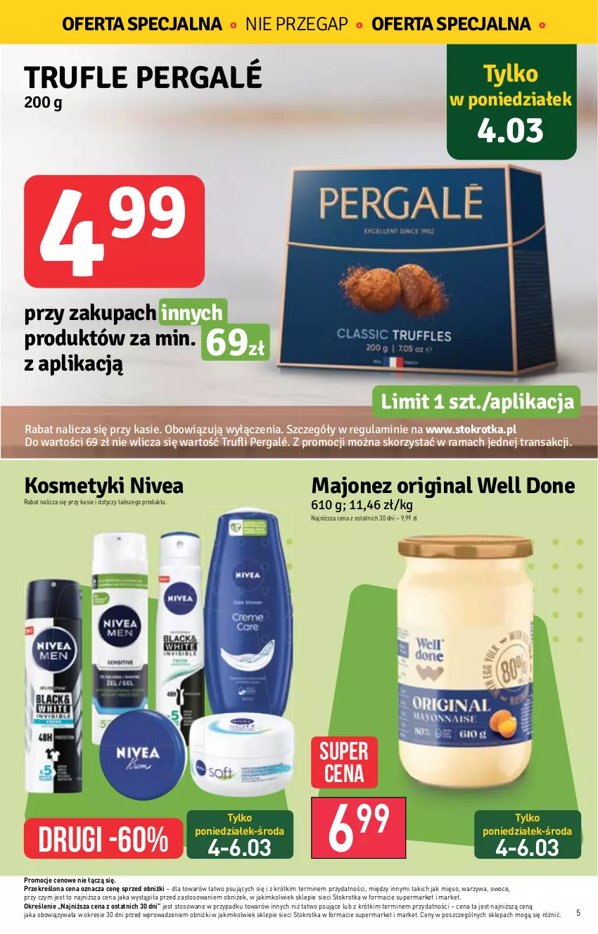 Gazetka promocyjna Stokrotka - Market - ważna 29.02 do 06.03.2024 - strona 5 - produkty: Gin, Majonez, Mięso, Nivea, Owoce, Rama, Tran, Warzywa