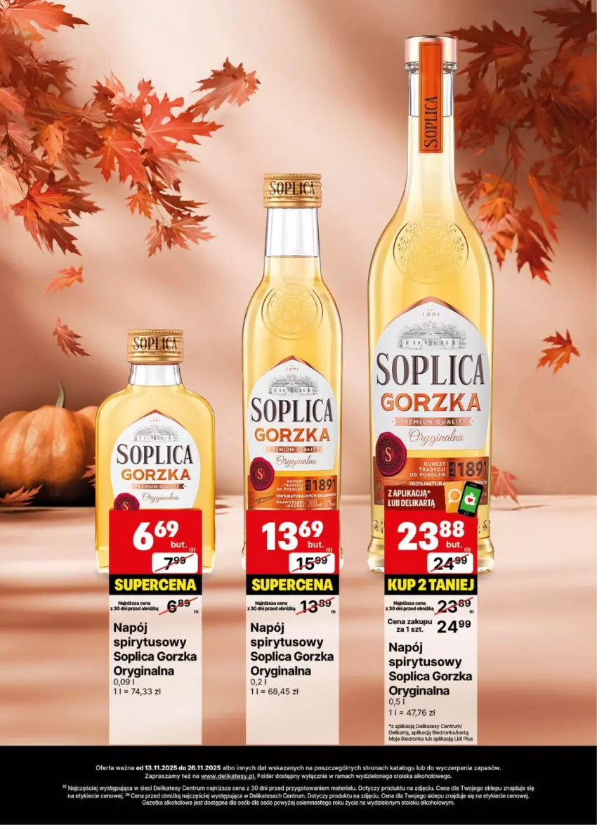 Gazetka promocyjna Delikatesy Centrum - Delibarek DC46-DC47 - ważna 13.11 do 26.11.2025 - strona 18 - produkty: Gin, Napój, Rama, Rum, Soplica