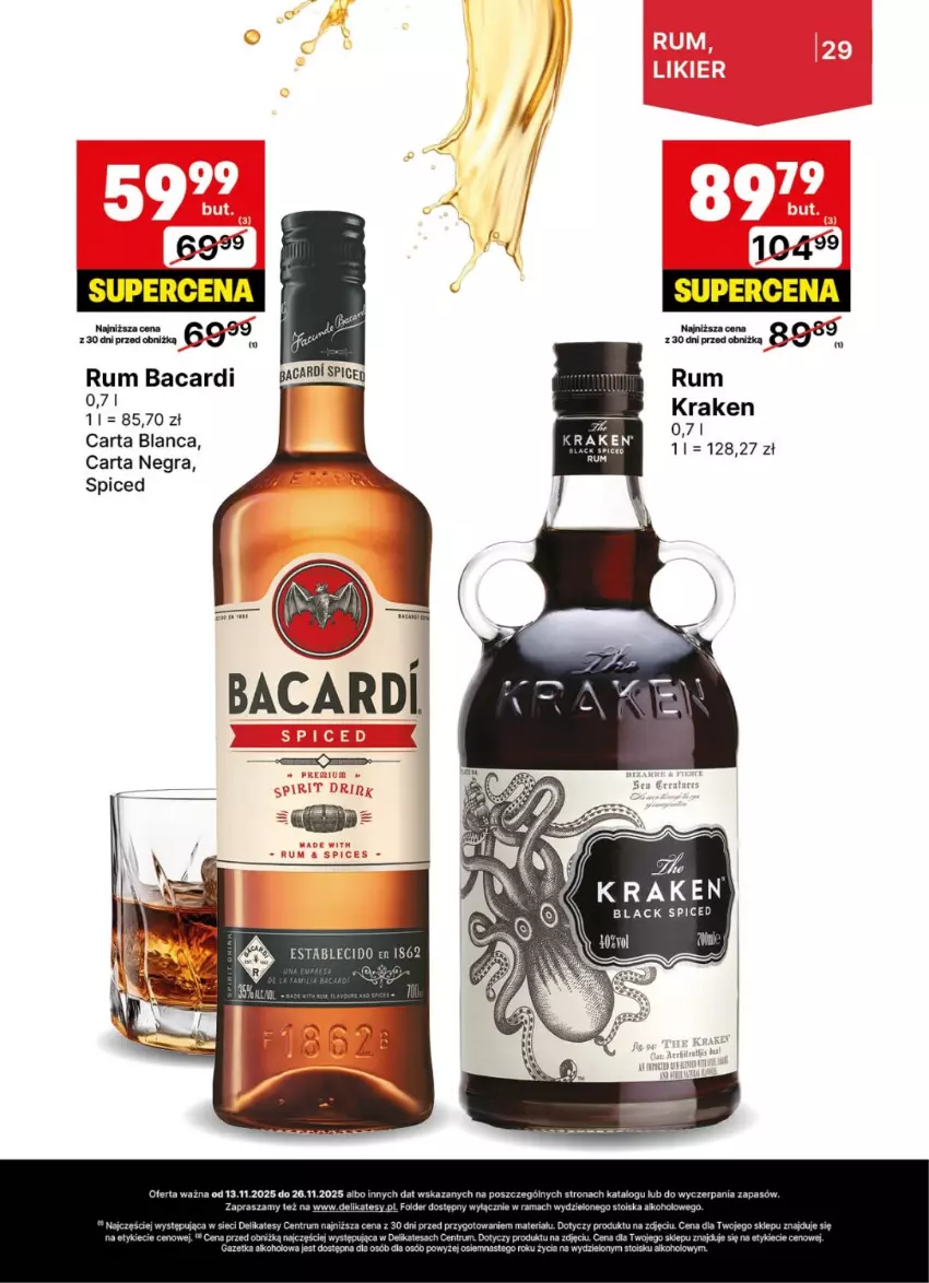 Gazetka promocyjna Delikatesy Centrum - Delibarek DC46-DC47 - ważna 13.11 do 26.11.2025 - strona 29 - produkty: Bacardi, Gra, Lack, Rama, Rum