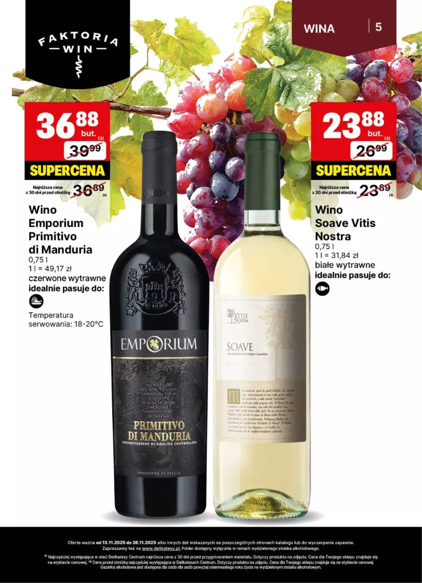 Gazetka promocyjna Delikatesy Centrum - Delibarek DC46-DC47 - ważna 13.11 do 26.11.2025 - strona 5 - produkty: Control, Por, Rama, Rum, Ser, Wino