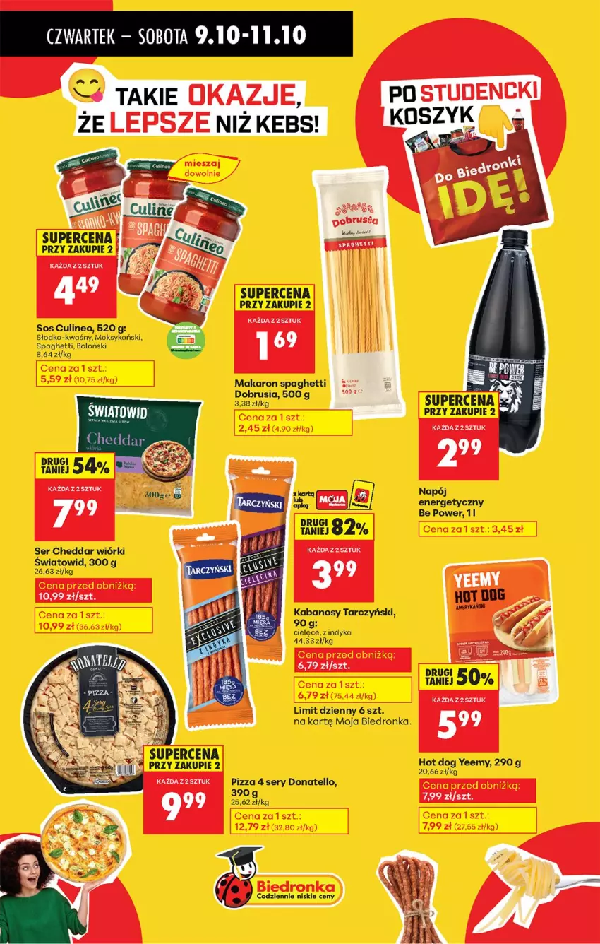 Gazetka promocyjna Biedronka - Od Czwartku - ważna 09.10 do 15.10.2025 - strona 57 - produkty: Cheddar, Kabanos, Makaron, Napój, Obrus, Pizza, Ser, Sos, Spaghetti, Tarczyński