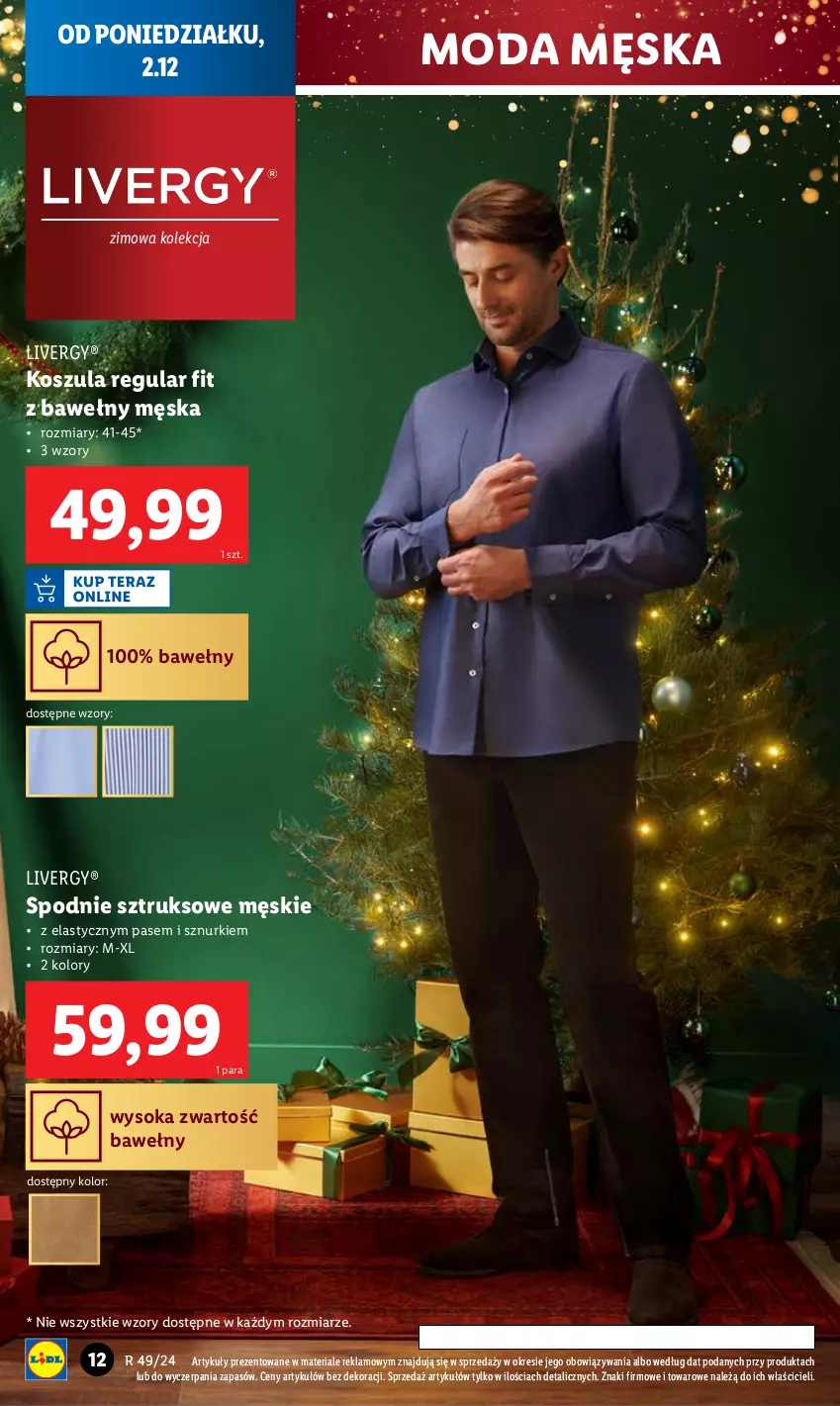 Gazetka promocyjna Lidl - GAZETKA - ważna 02.12 do 07.12.2024 - strona 12 - produkty: Kosz, Koszula, Moda, Sok, Spodnie, Spodnie sztruksowe