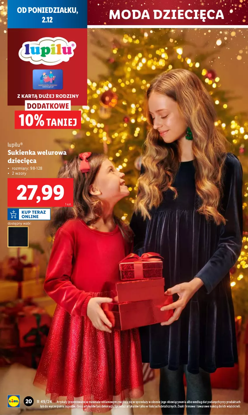 Gazetka promocyjna Lidl - GAZETKA - ważna 02.12 do 07.12.2024 - strona 20 - produkty: Dzieci, Moda, Sukienka