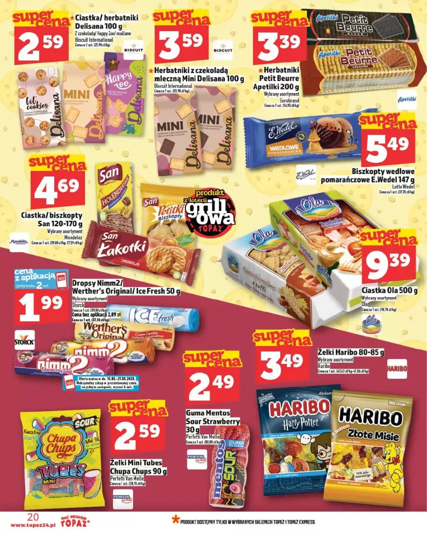 Gazetka promocyjna Topaz - ważna 15.05 do 21.05.2025 - strona 13 - produkty: Biszkopty, Ciastka, Gin, Haribo, Herbatniki, Isana, LG, Mentos, Nimm2, Tera, Top