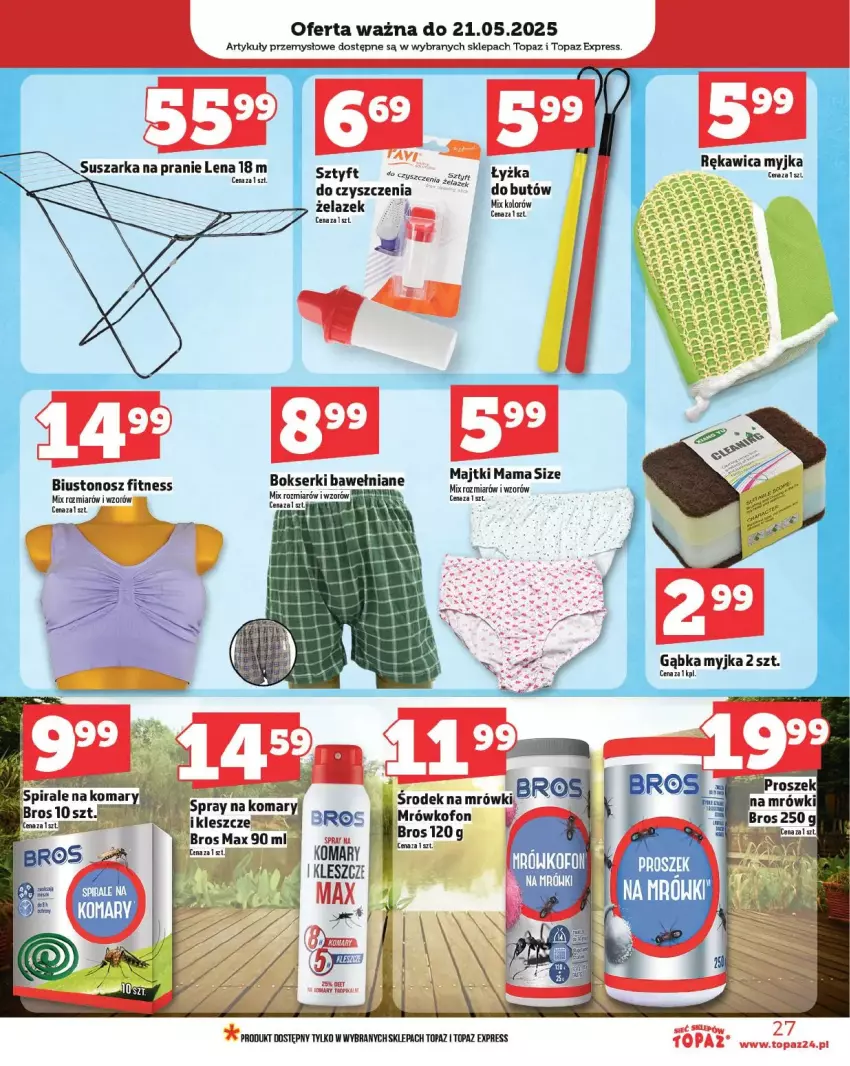 Gazetka promocyjna Topaz - ważna 15.05 do 21.05.2025 - strona 20 - produkty: Biustonosz, Majtki, Suszarka, Suszarka na pranie, Top