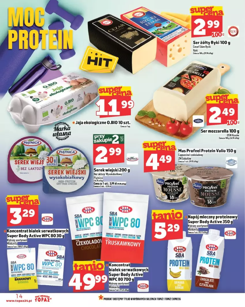 Gazetka promocyjna Topaz - ważna 15.05 do 21.05.2025 - strona 6 - produkty: Body, Cappuccino, Edam, Jaja, Mleko, Mlekovita, Mozzarella, Mus, Napój, Napój mleczny, Piątnica, Ser, Serek, Sok, Sokołów, Top