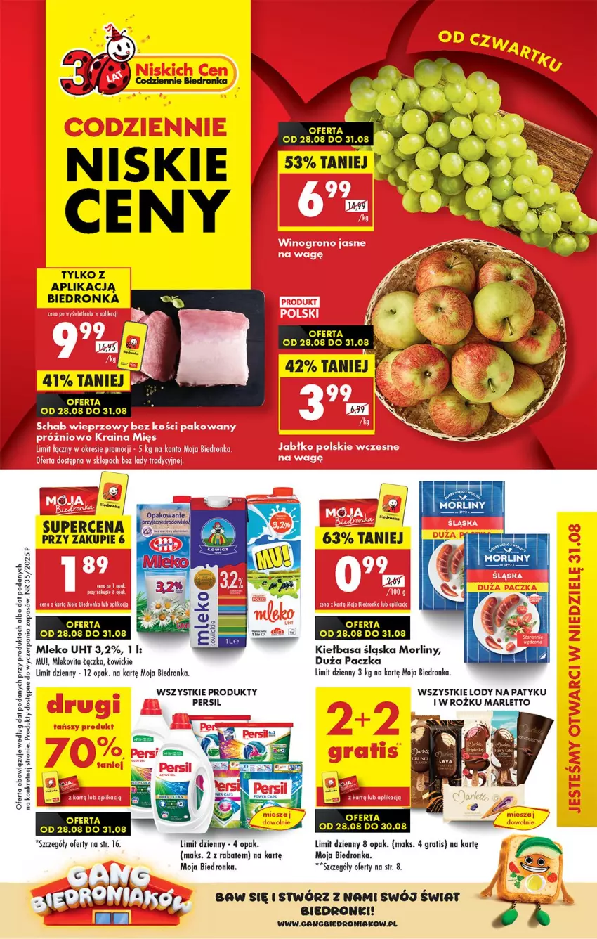 Gazetka promocyjna Biedronka - Od Czwartku - ważna 28.08 do 03.09.2025 - strona 1 - produkty: Fa, Gra, Kret, Lody, Mleko, Mlekovita, Morliny, Persil