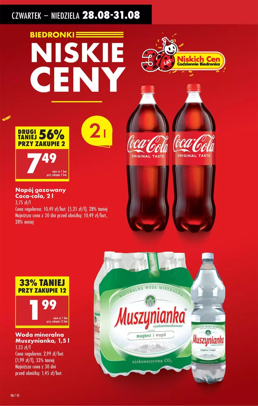 Gazetka promocyjna Biedronka - Od Czwartku - ważna 28.08 do 03.09.2025 - strona 10 - produkty: Coca-Cola, Mus, Muszynianka, Napój, Napój gazowany, Woda, Woda mineralna