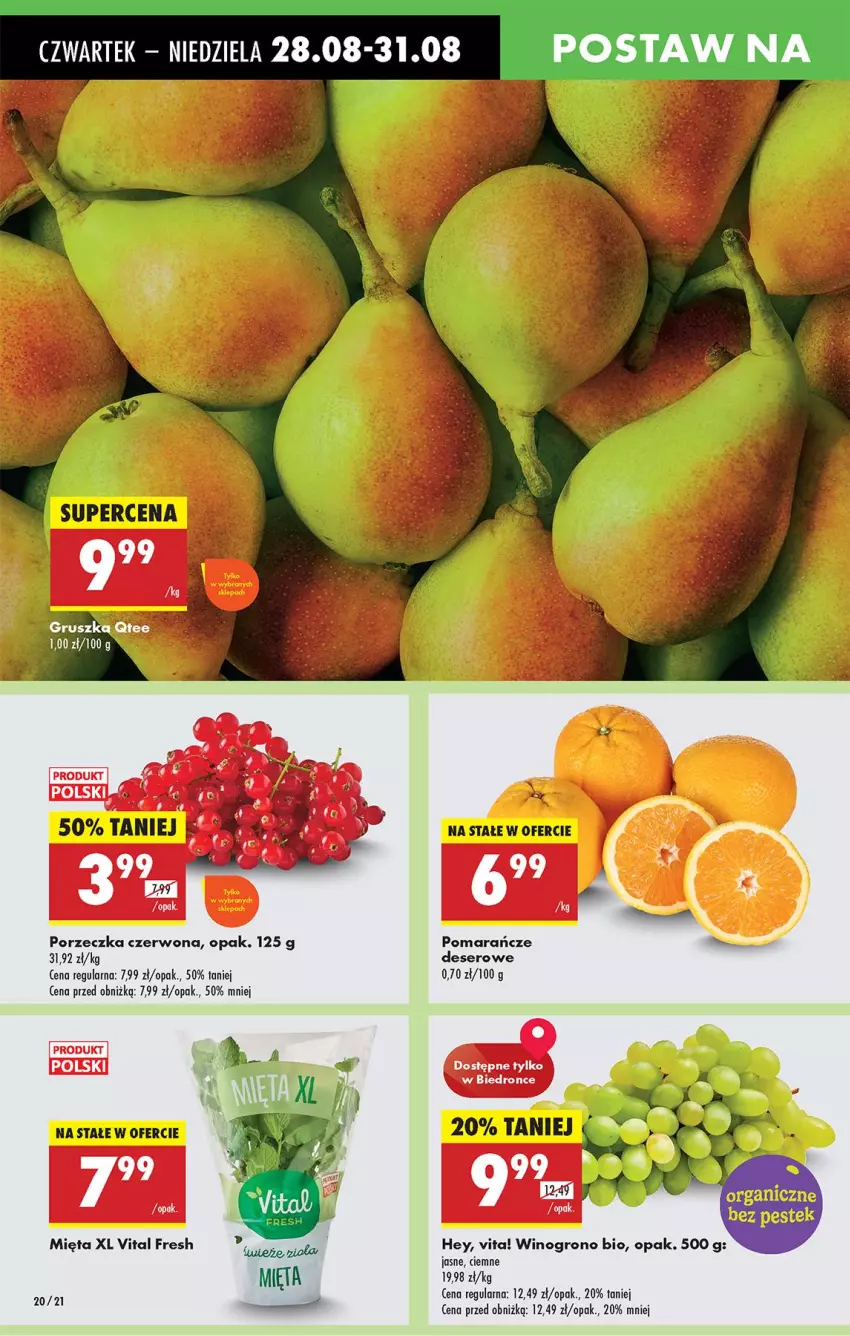 Gazetka promocyjna Biedronka - Od Czwartku - ważna 28.08 do 03.09.2025 - strona 20 - produkty: Deser, Mięta, Pomarańcze, Por, Ser, Wino