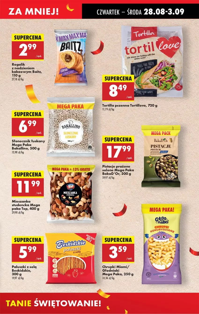 Gazetka promocyjna Biedronka - Od Czwartku - ważna 28.08 do 03.09.2025 - strona 41 - produkty: Beskidzki, Chrupki, Fa, Kakao, Mieszanka studencka, Nike, Pistacje, Rogal, Top, Tortilla