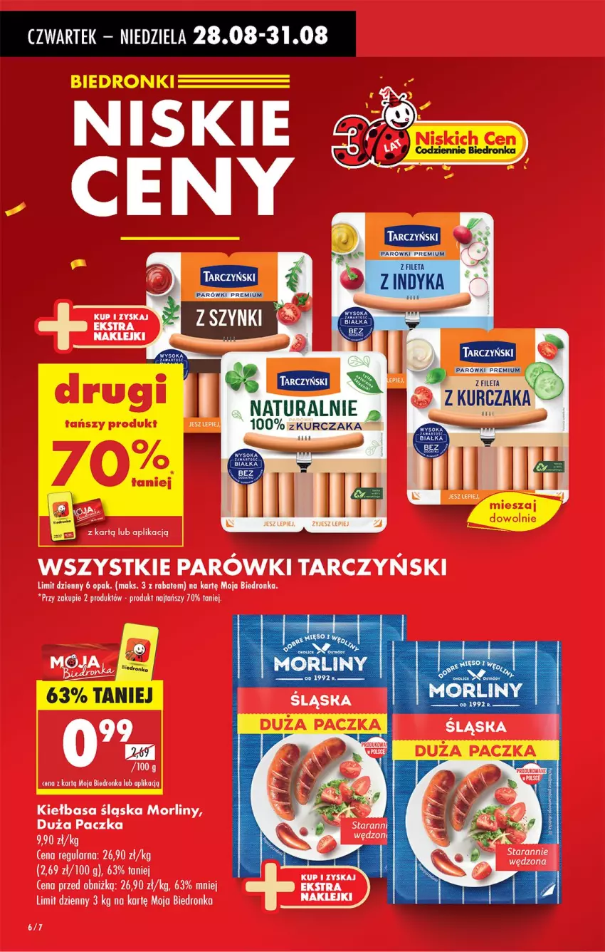 Gazetka promocyjna Biedronka - Od Czwartku - ważna 28.08 do 03.09.2025 - strona 6 - produkty: Parówki, Sok, Tarczyński