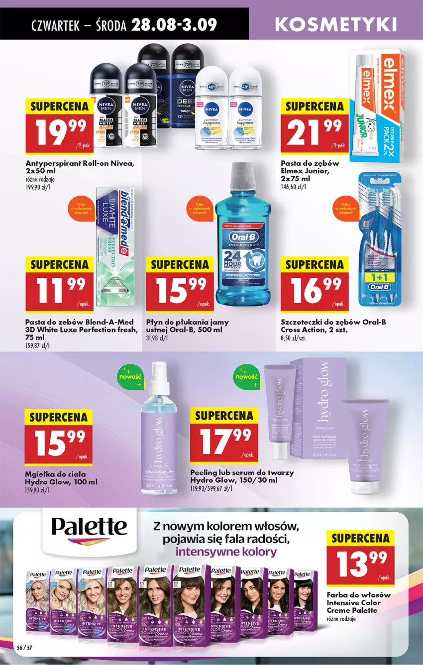 Gazetka promocyjna Biedronka - Od Czwartku - ważna 28.08 do 03.09.2025 - strona 64 - produkty: Antyperspirant, Blend-a-Med, Color Creme, Elmex, Fa, Farba do włosów, Nivea, Palette, Pasta do zębów, Peeling, Płyn do płukania, Rum, Ser, Serum, Serum do twarzy