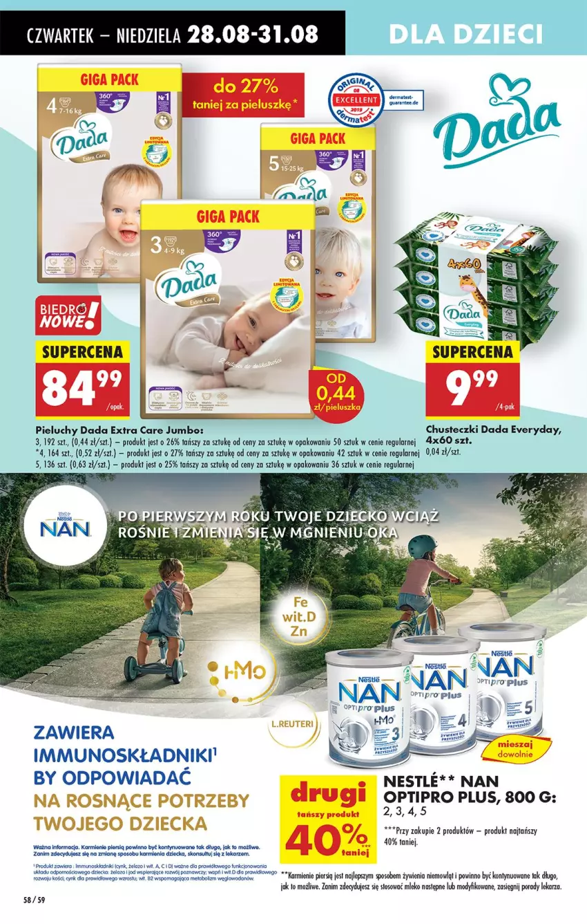 Gazetka promocyjna Biedronka - Od Czwartku - ważna 28.08 do 03.09.2025 - strona 68 - produkty: Chusteczki, Dada, Karmi, Mleko, NAN Optipro, O nas, Pieluchy, Por