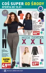 Gazetka promocyjna Aldi - Pełna oferta - Gazetka - ważna od 13.01 do 13.01.2024 - strona 26 - produkty: Sweter, Kosz, Koszulka, Wełna, Moda, Spodnie, Fa