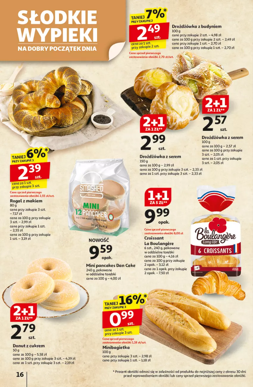Gazetka promocyjna Auchan - Odlotowe ceny na start szkoły Hipermarket - ważna 28.08 do 03.09.2025 - strona 16 - produkty: Bagietka, Croissant, Dan Cake, Donut, Drozdzówka, Rogal, Ser