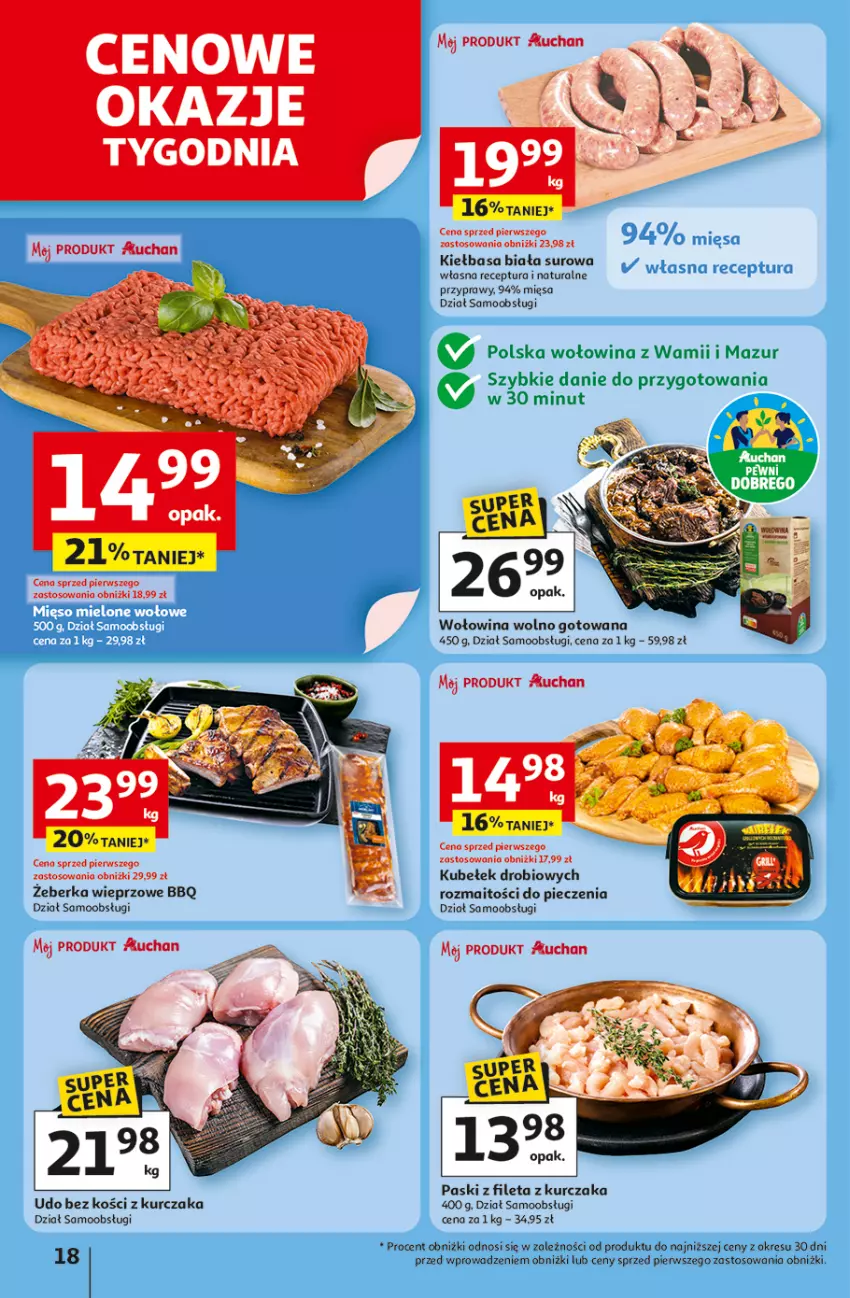 Gazetka promocyjna Auchan - Odlotowe ceny na start szkoły Hipermarket - ważna 28.08 do 03.09.2025 - strona 18 - produkty: Kiełbasa, Kiełbasa biała, Kurczak, Piec, Przyprawy, Wołowina