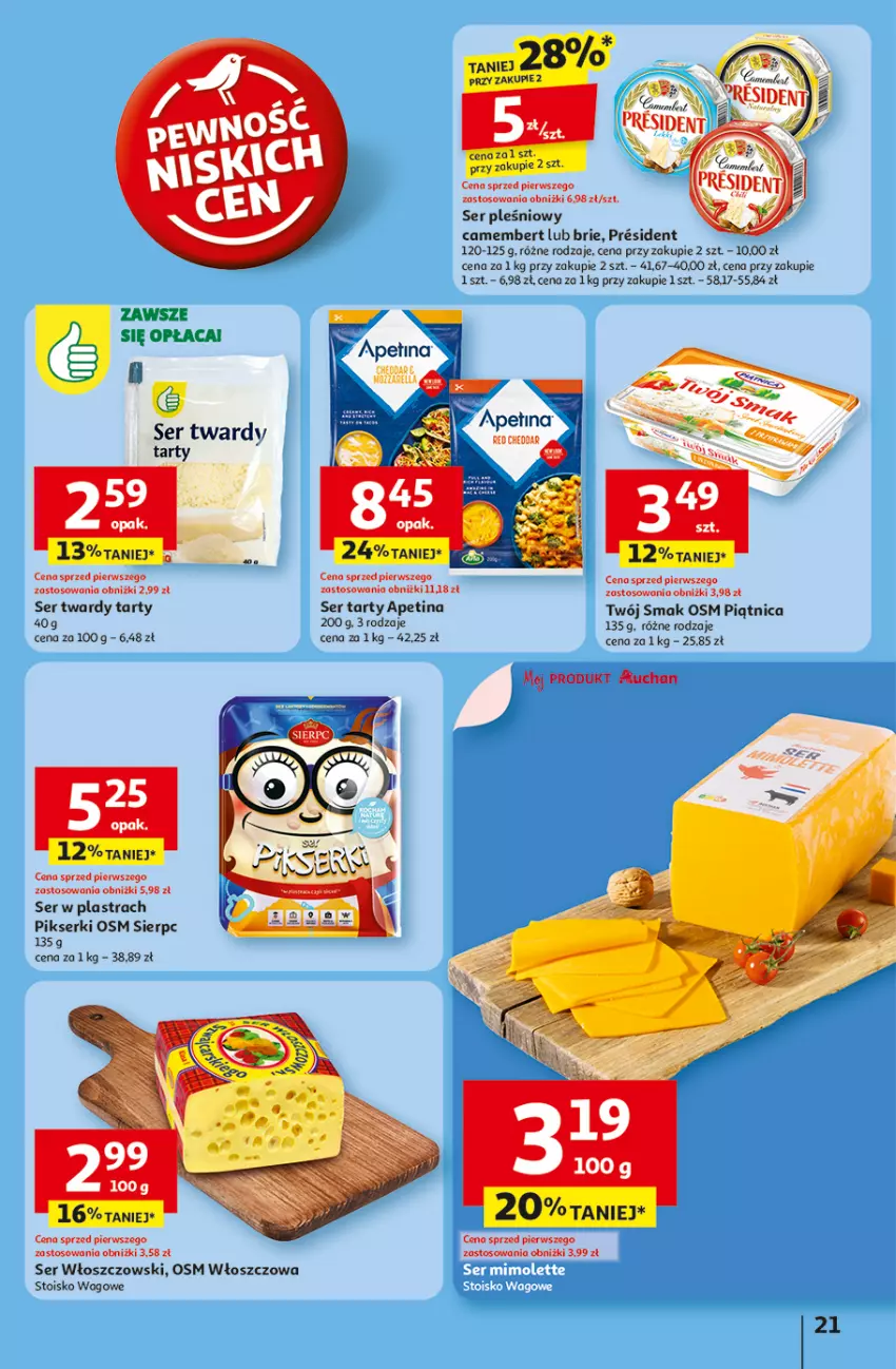 Gazetka promocyjna Auchan - Odlotowe ceny na start szkoły Hipermarket - ważna 28.08 do 03.09.2025 - strona 21 - produkty: Brie, Camembert, Piątnica, Ser, Ser pleśniowy, Twój Smak, Włoszczowski