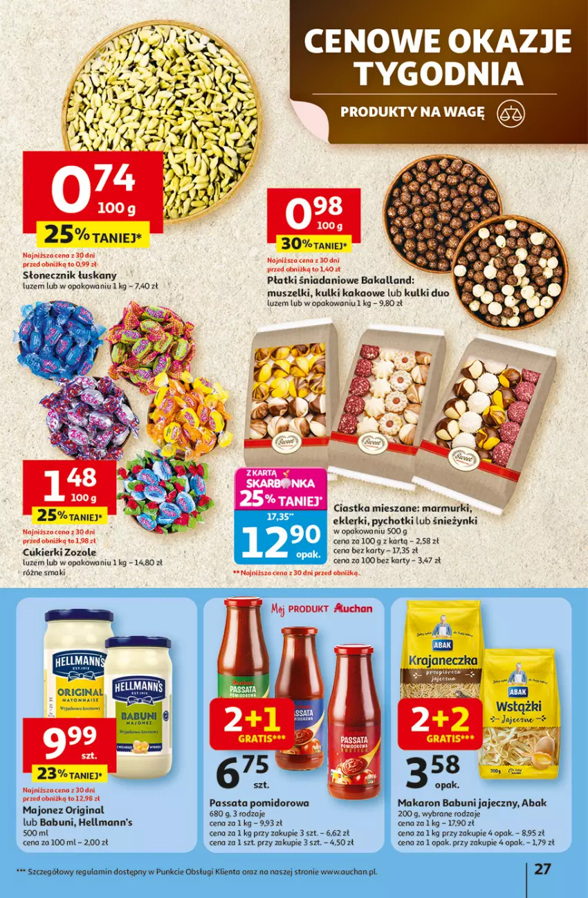 Gazetka promocyjna Auchan - Odlotowe ceny na start szkoły Hipermarket - ważna 28.08 do 03.09.2025 - strona 27 - produkty: Babuni, Bakalland, Ciastka, Cukier, Cukierki, Danio, Gin, Gra, Kakao, Majonez, Makaron, Makaron babuni, Mus