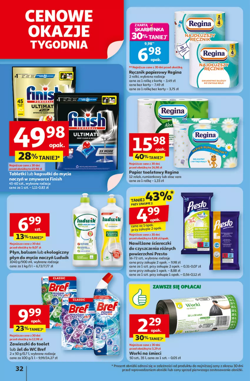 Gazetka promocyjna Auchan - Odlotowe ceny na start szkoły Hipermarket - ważna 28.08 do 03.09.2025 - strona 32 - produkty: Aloe vera, Bref, Do mycia naczyń, Gin, K2, Ludwik, Papier, Papier toaletowy, Płyn do mycia, Płyn do mycia naczyń, Presto, Ręcznik, Rolki, Rum, Worki na śmiec, Worki na śmieci, Zawieszki