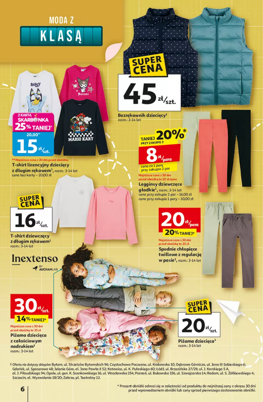 Gazetka promocyjna Auchan - Odlotowe ceny na start szkoły Hipermarket - ważna 28.08 do 03.09.2025 - strona 6 - produkty: Acer, Cars, Dzieci, Fa, Gin, Legginsy, Piżama, Por, Sos, Spodnie, T-shirt