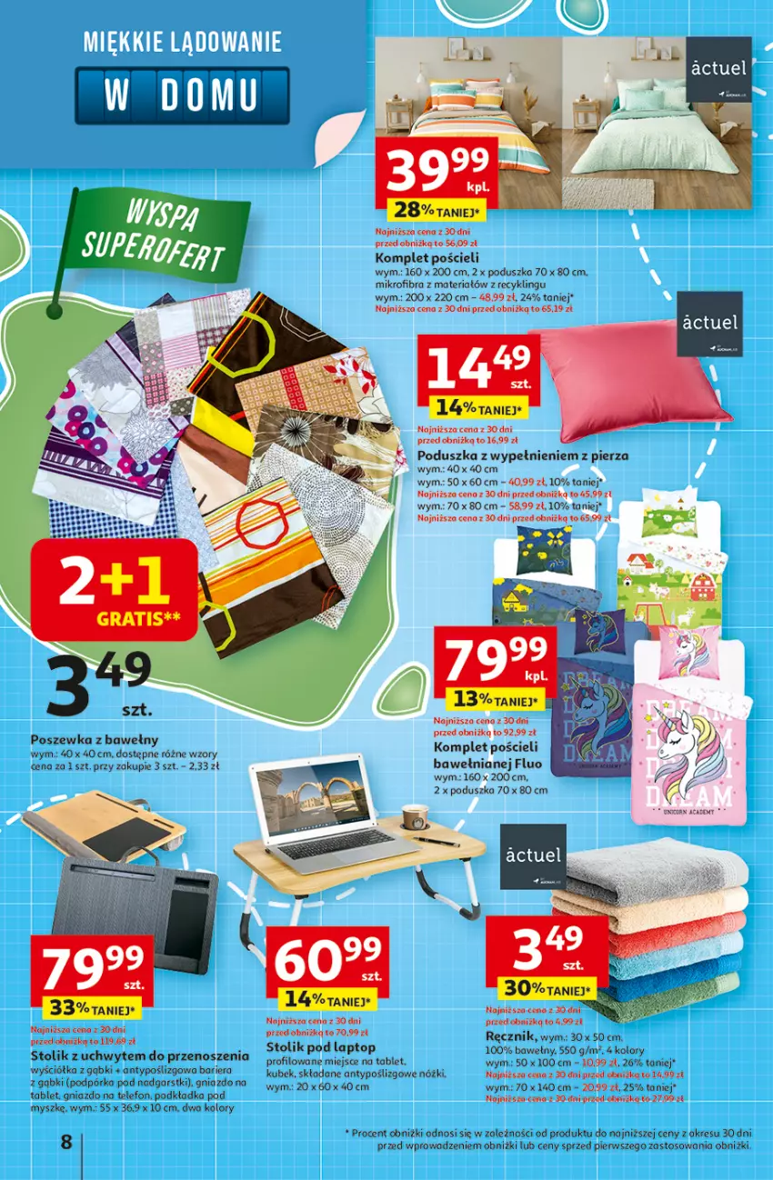 Gazetka promocyjna Auchan - Odlotowe ceny na start szkoły Hipermarket - ważna 28.08 do 03.09.2025 - strona 8 - produkty: Komplet pościeli, Kubek, Mysz, Podkład, Podkładka, Poduszka, Pościel, Poszewka, Ręcznik, Stolik, Tablet, Telefon, Top