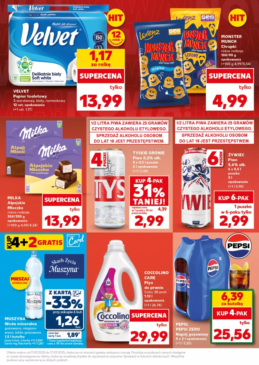Gazetka promocyjna Kaufland - Mocny Start - ważna 15.09 do 17.09.2025 - strona 11 - produkty: Aksam, Mus, Papier, Papier toaletowy, Szyna, Woda, Woda mineralna