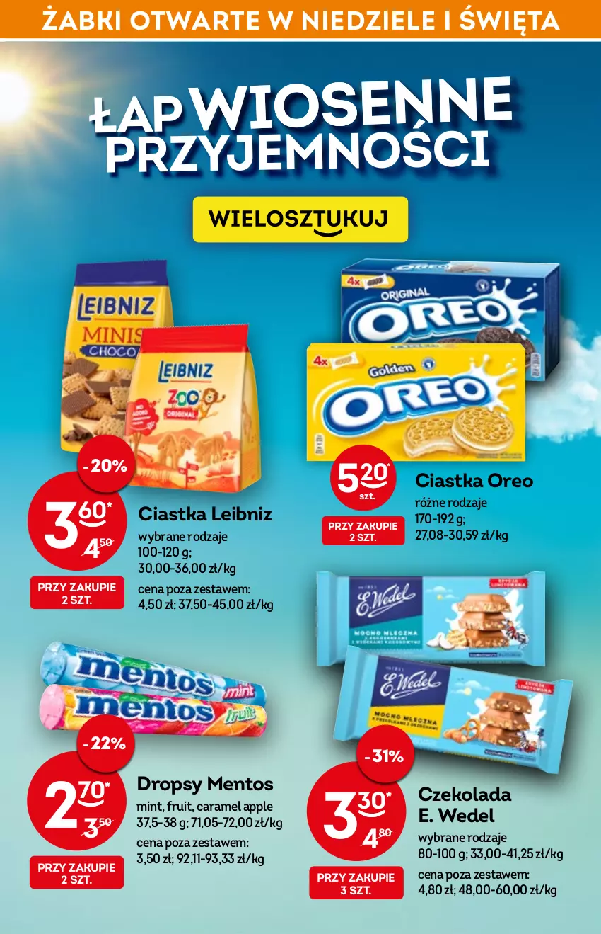 Gazetka promocyjna Żabka - ważna 13.04 do 19.04.2022 - strona 15 - produkty: Ciastka, Czekolada, E. Wedel, Mentos, Oreo